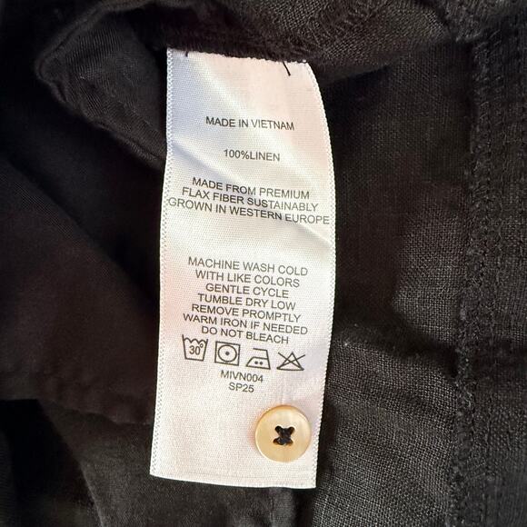 Quince Black Linen Sleeveless Swing Mini Dress Size M Pockets - Picture 6 of 7